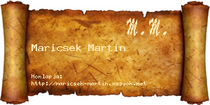 Maricsek Martin névjegykártya